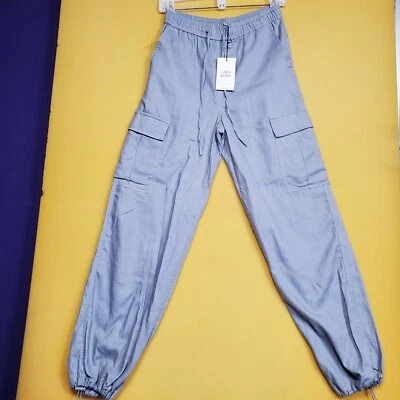 Pantalones de chándal Love Tree Cargo gris ceñido al tobillo para mujer pequeños mezcla de lino nuevos con etiquetas Foto 1 de 4