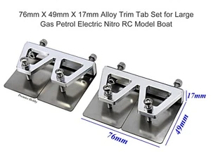 76mm X 49mm Alloy Trim Tab Set for Gas Petrol Electric Nitro RC Model Boat - Picture 1 of 2