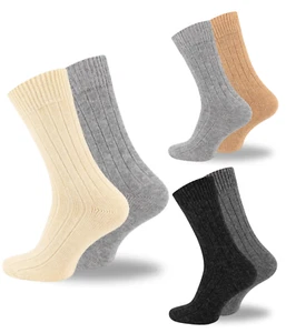 Paquete de 2 pares de calcetines de lana de alpaca para hombres y mujeres térmicos cálidos acogedores calcetines suaves para cama - Imagen 1 de 47