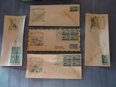 US # 936 Coast Guard 3C Set Of 5 Pent Arts Cachet Unaddressed FDC W/Label  #10  - Image 1 of 4