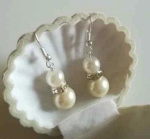 ORECCHINI DOPPIA PERLA D'ACQUA DOLCE IN ARGENTO 925 CON ZIRCONI REGALO PER DONNA - Foto 1 di 9