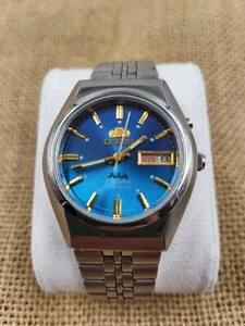 Orient Japanese Men`s Watch Crystal 3 AAA Automatic Wristwatch Blue Dial - Picture 1 of 10