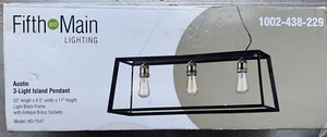 Austin 3-Light Black Frame Linear Island Pendant with Antique Brass Sockets - Picture 1 of 2