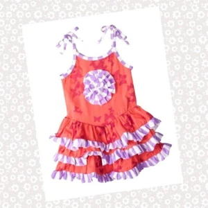 NWT GIRLS 6X Jelly the Pug ORANGE & LAVENDER BUTTERFLY TABBITHA LAYERED DRESS - Picture 1 of 5
