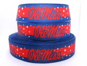 Ole Miss 1" Grosgrain Ribbon~ YOUR CHOICE 5 or 10 Yards (Mississippi) - Picture 1 of 3