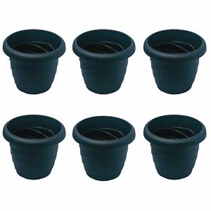 Plastic Flower Pot Round Shape Color Black Each 8 Inch Set Of 6