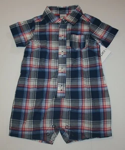 Neu Carter's Jungen Sommer Strampler hübsch kariert Outfit Neu mit Etikett 3m 6m 9m 18m 4. Juli - Bild 1 von 2