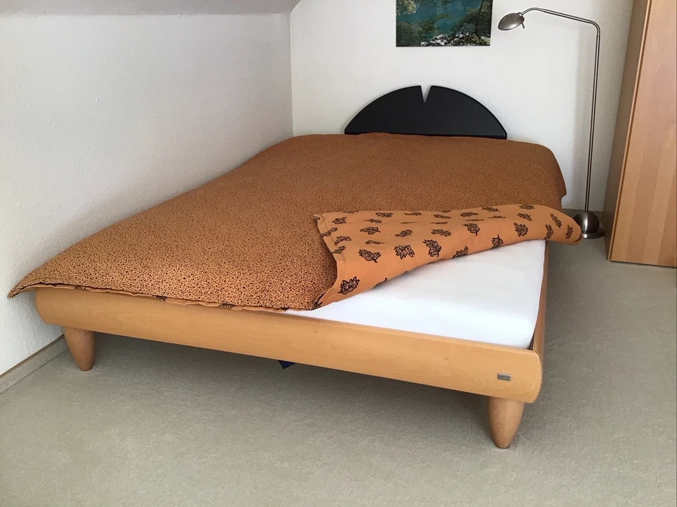 ruf bett 140 auf 200 m, Buche Natur mit Lattenrost,Matratze und wendb.Tagesdecke - Bild 1 von 1