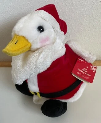 梅西百货 2006 年 Aflac 假日鸭圣诞老人圣诞毛绒 10 英寸带标签 — 第 1/4 张图片