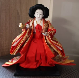 Traditional Japanese Hina Doll The Court Lady Festival Handmade Painted Stand - Picture 1 of 4