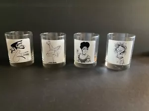 4 Al Hirschfeld 1983 Caricature Old Fashioned Glasses Sammy Liz Marilyn & Carol - Picture 1 of 9
