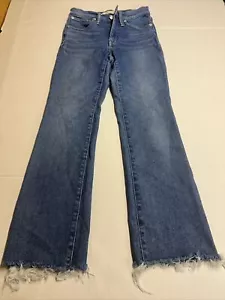 Madewell Jeans Women’s 24 Blue Denim Cali Demi-Boot Fray Hem Stretch - Picture 1 of 9