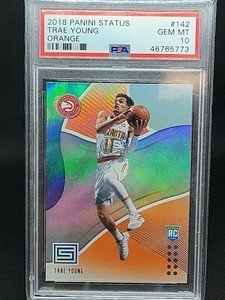 TRAE YOUNG 2018-19 Panini Status basketball ORANGE ROOKIE card PSA 10 GEM MINT *
