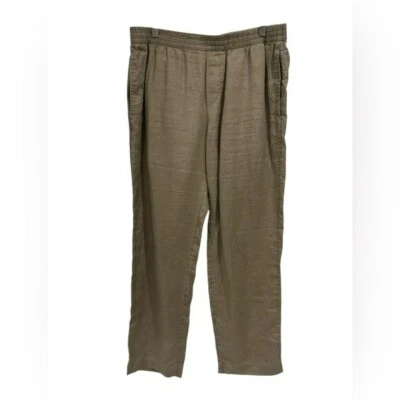 Pantalones H&M Calce Regular Cintura Elástica Lino Pull On con Bolsillos en Tostado - Medianos Foto 1 de 4