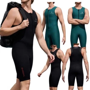 Men Wetsuit Front Zipper Jumpsuit Quickly-Drying Swimwear Costume Sleeveless - Picture 1 of 33