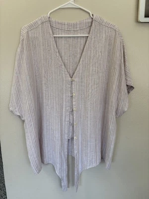 Top mujer lino rayas marca desconocida talla XXL abotonada excelente estado Foto 1 de 3