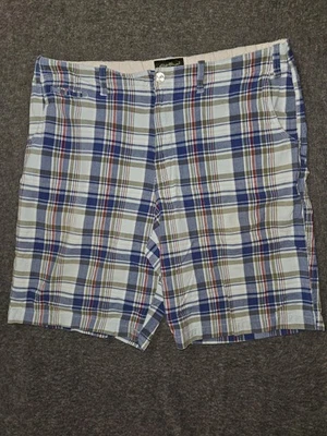 Pantalones Cortos Eddie Bauer Para Hombre 38 Azul A Cuadros 100% Algodón Informal Chino Golf Frente Plano Foto 1 de 4