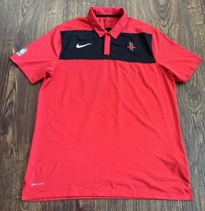 Houston Rockets Nike Dri-Fit Polo Shirt Men's Large Short Sleeve NBA Red - Picture 1 of 13