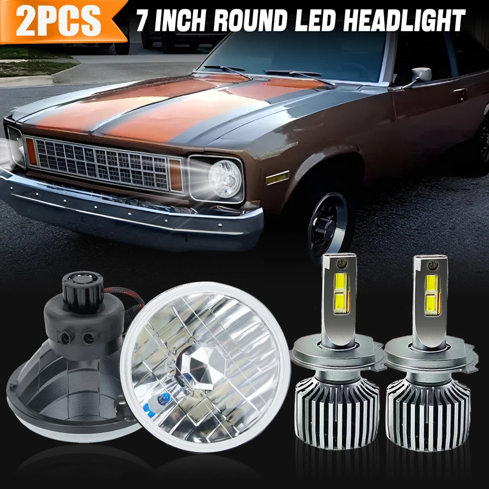 7" Inch Round LED Headlights Glass Lens  For Chevrolet C10 Panel 1964 1966 - Изображение 1 из 4