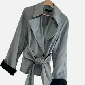 Anne Klein himmelblau und braun 100% Kaschmir Gürtel gefütterte Jacke Größe 4 - Bild 1 von 12