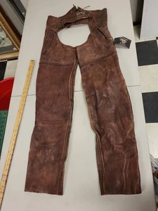 High Mileage Leather Gear Motorcycle Chaps Brown Leather Size M Biker Riding - Picture 1 of 14