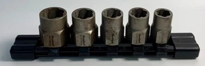 Duralast 3/8" Drive Extractor Set Socket w/ Rail 5pc ~ 5/8, 9/16, 1/2, 7/16, 3/8 - Picture 1 of 7