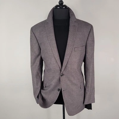 Tommy Hilfiger Blazer Hombre 46R Gris Rojo Negro Pata de Gallo 2 Botones Abrigo Deportivo Foto 1 de 4