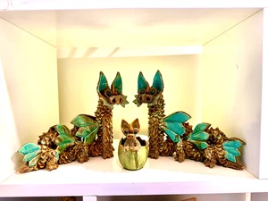 Deliziosa Famiglia di Yare Ceramica Vintage Draghi Ceramica Venduto come set - Foto 1 di 12