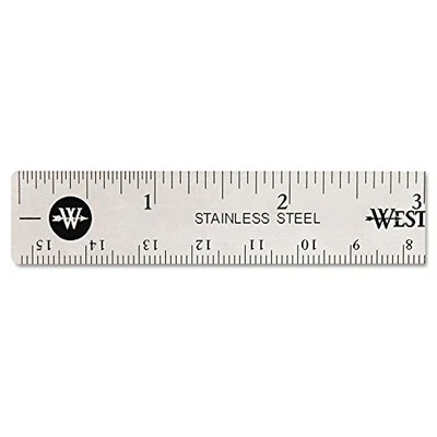 Westcott Stainless Steel Office Ruler with Non Slip Cork Base, 6-Inch (10414)