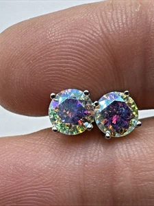 Moissanite Stud Earrings – 1.00ct AB Color 6.5mm – Sterling Silver Screwback GRA - Picture 1 of 18