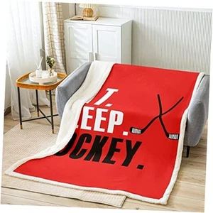 Ice Hockey Fuzzy Fleece Throw Blanket for Bed Sofa Couch - 50"x60" Multi 02 - Picture 1 of 8
