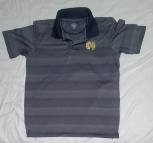 Men’s NOTRE DAME Polo Shirt size L LARGE blue Striped Fighting Irish - Picture 1 of 4