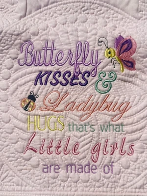 Edredón bebé niña bordado, edredón bordado, manta bebé, manta bebé rosa Foto 1 de 4