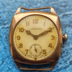 Vintage 9k Solid Gold Longines Military Style  Men's Watch Cal 12.68 Z