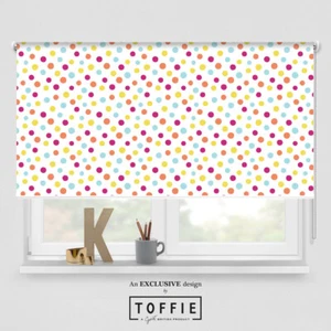 351- Tenda a rullo per camera da letto bambini Dotty Rainbow - varie misure, oscurante P&P GRATIS - Foto 1 di 4
