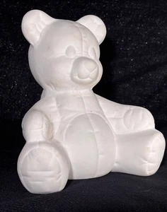 CERAMIC 9" QUILTED TEDDY BEAR -- UNPAINTED - Picture 1 of 4