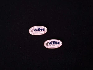 LOT of 2 x KTM MOTORCYCLE Vintage Enamel Emblem Jacket PIN Classic Badges Racing - Picture 1 of 1