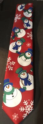 Hallmark Holiday Traditions Hombre Corbata Navidad Muñeco de Nieve - Rojo Foto 1 de 4