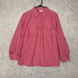 Kim Rogers Top Womens Plus 1X Roll Sleeve Button Up Career Business Preppy - Picture 1 of 11