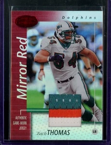 2003 Leaf Certified #68 Zach Thomas Mirror Red Game-Used Patch #'d 68/100 - Picture 1 of 2