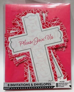 8 Pk - Amscan - "Please Join Us" (740238) Invitations & Envelopes w/Date Sticker - Picture 1 of 4
