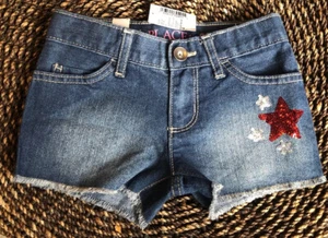 The Children’s Place Girl’s Glitter Star Denim Shortie Shorts Size 4 Frayed - Picture 1 of 9