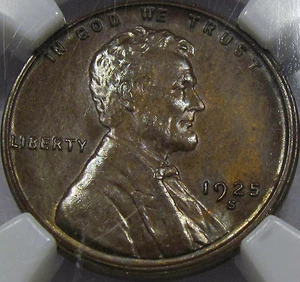 1925-S Lincoln Cent Gem BU NGC MS-64 BN... Super Flashy Brown Coin, Tough Grade! - Picture 1 of 10