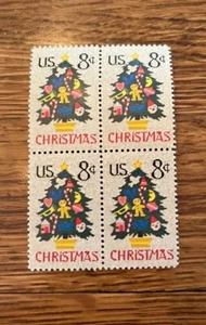 Block of 4 vintage U.S. Christmas Stamps - Picture 1 of 1