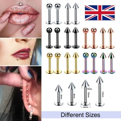 Cartilage Earrings Labret Piercing Stud Gem Flat Disc Back Tragus Nose Helix UK - Image 1 of 4