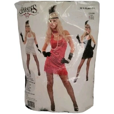 Roaring 20's Black Flapper Dress With Headband And Boa Sequined Dress Size Small - Image 1 of 4