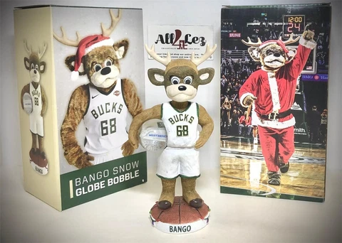2019-2020 MILWAUKEE BUCKS MASCOT BANGO "SNOWGLOBE BALL" SGA BOBBLEHEAD ~ NIB Cover