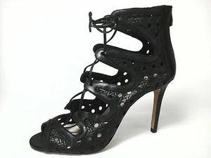 Sandalias VINCE CAMUTO Tacones Cuero Negro GLADIADOR Correa EE. UU. 10 EU 40 $149 - Imagen 1 de 4