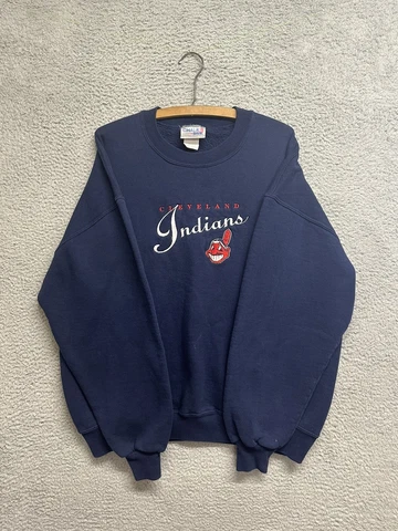 Vintage 90s Chalk Line MLB Cleveland Indians Embroidered Crewneck Sweatshirt XL Cover
