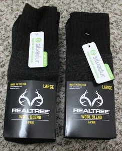 4 Pair of New REALTREE Wool Blend Hunting Hiking Socks Size LARGE Shoe 9-12 - Picture 1 of 4